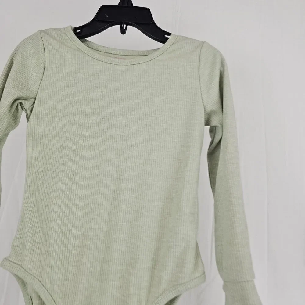 SweetHoney Toddler Girls Size 4T Light Green Ribbed Bodysuit